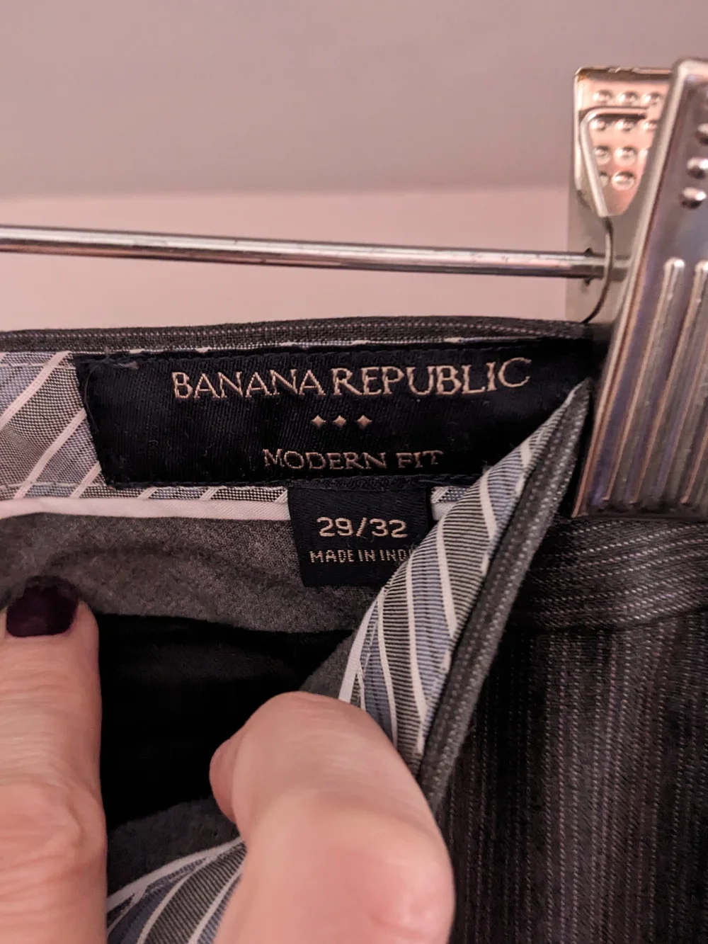 Banana Republic Men's Grey Pinstripe Trousers Professional Interview Office